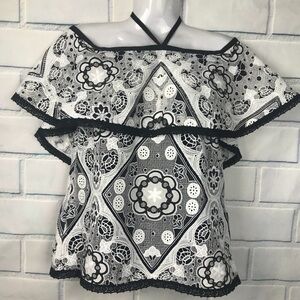 Alexis Lace Ruffle Off the Shoulder Blouse Isa Top